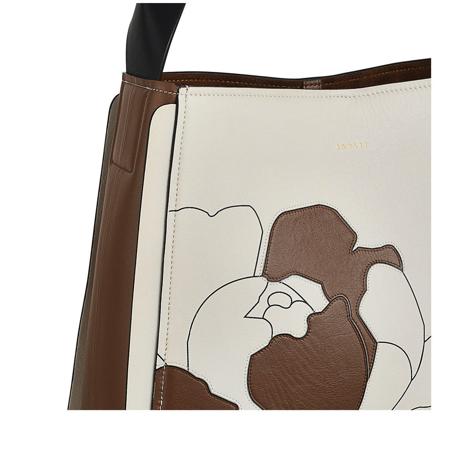 The Belgrave Leather Large Open Top Shoulder Bag in Chalk - H1991109