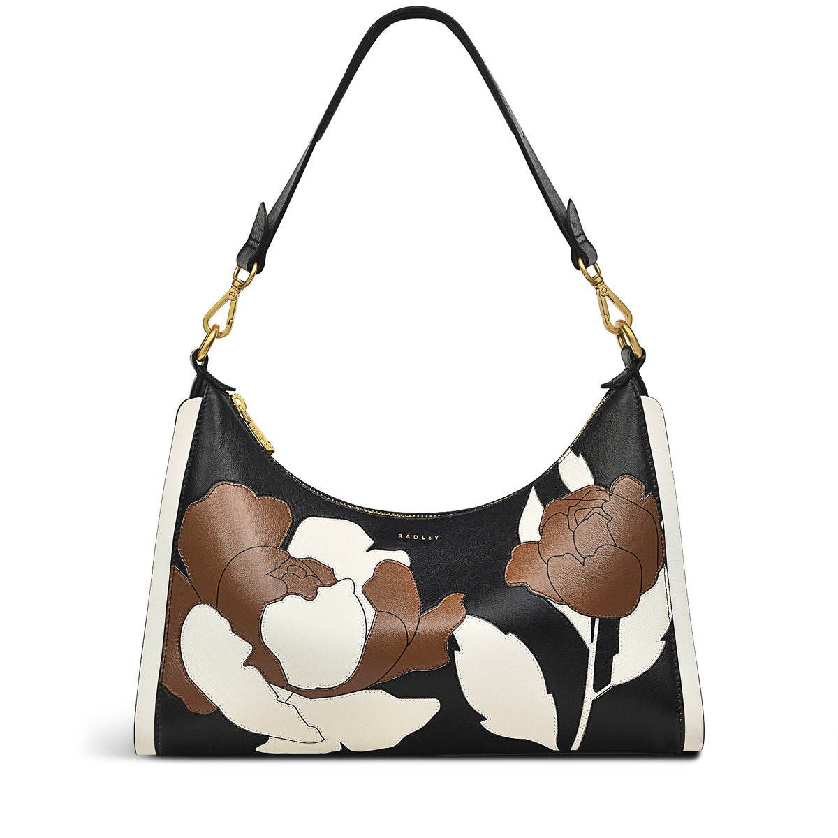 Black Medium Shoulder Bag | Sloane Street Mono Rose AW24 | Radley