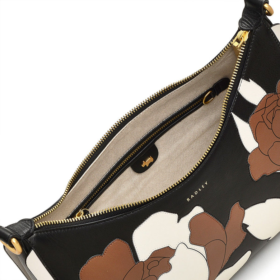 Sloane Street Leather Medium Ziptop Shoulder Bag in Black - H1993109