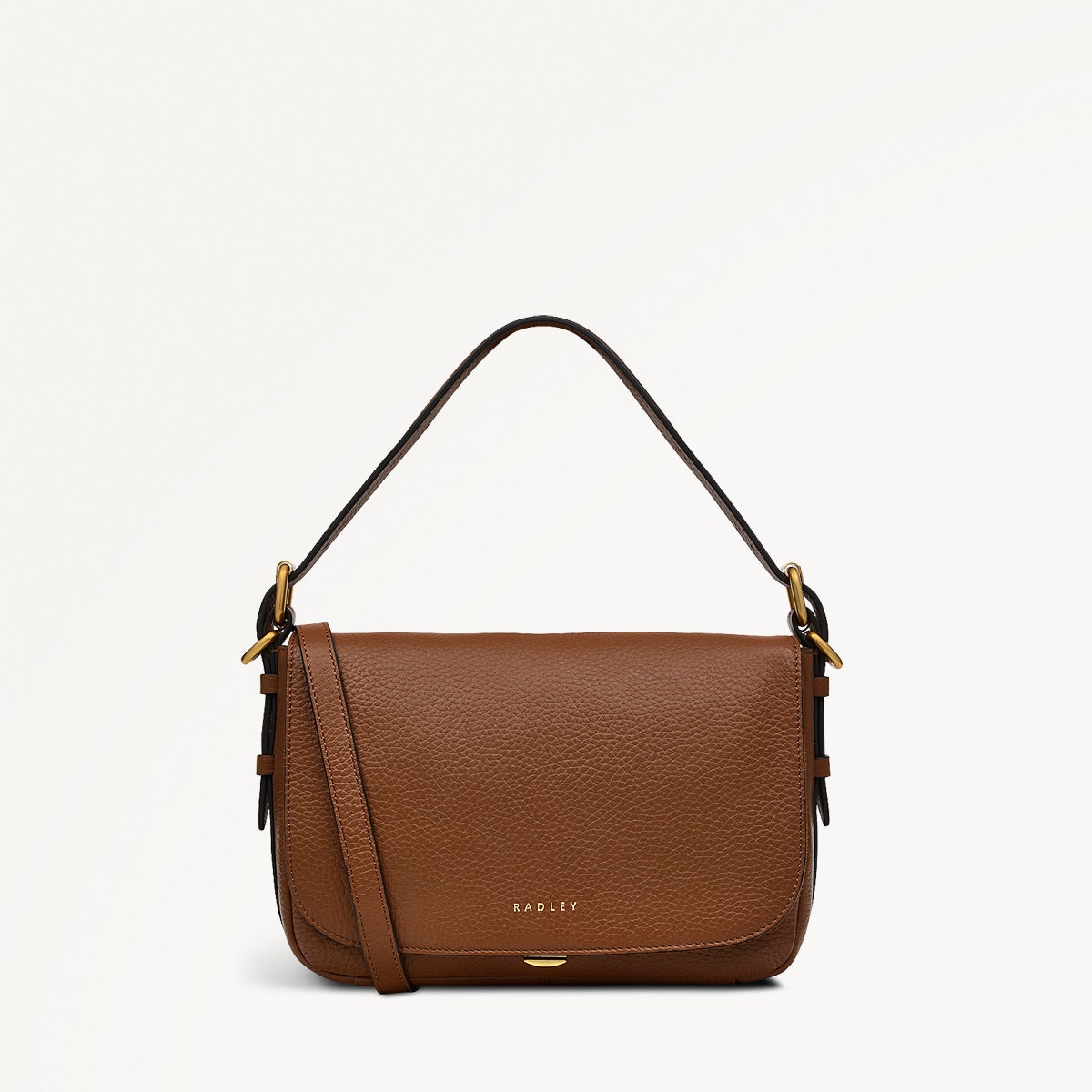 Grafton Street Leather Small Flapover Crossbody Bag in Saddle - H2002211