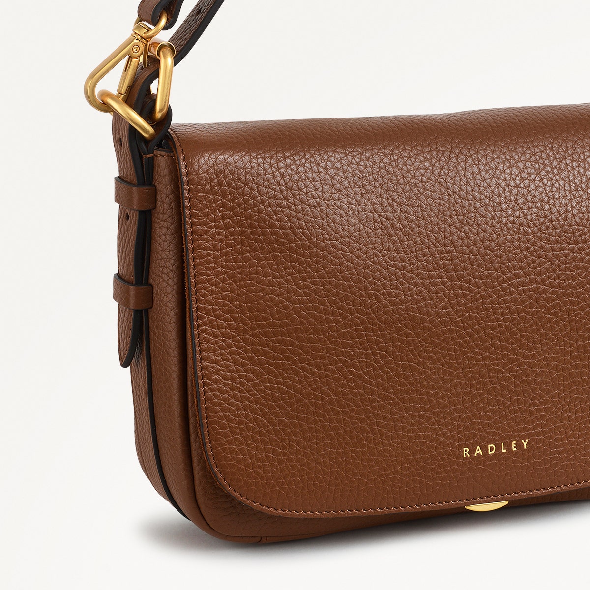 Grafton Street Leather Small Flapover Crossbody Bag in Saddle - H2002211