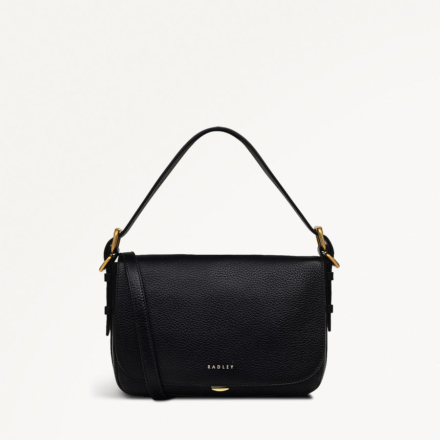 Grafton Street Leather Small Flapover Crossbody Bag in Black - H2004001