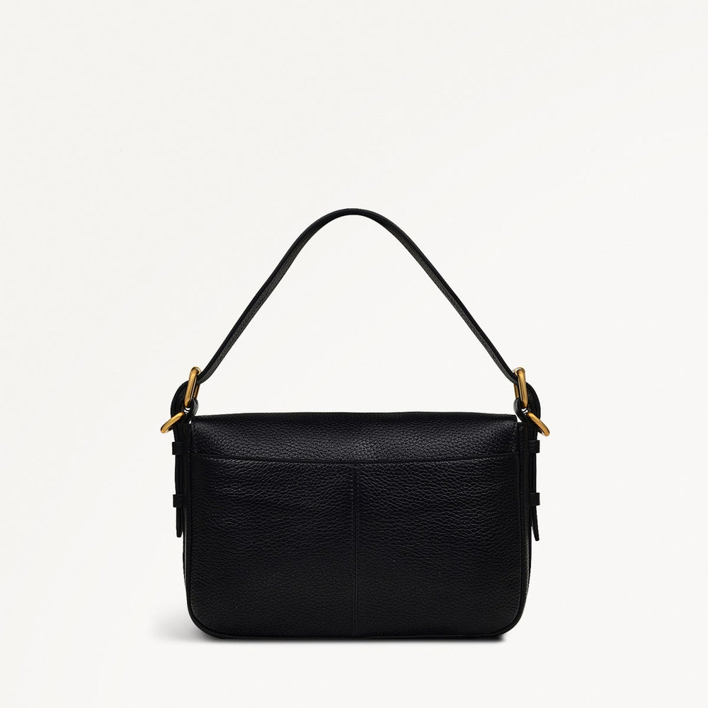 Grafton Street Leather Small Flapover Crossbody Bag in Black - H2004001