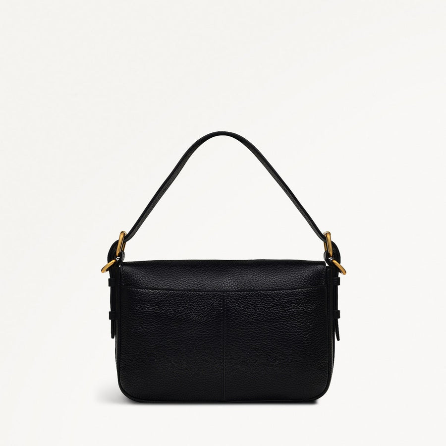 Grafton Street Leather Small Flapover Crossbody Bag in Black - H2004001
