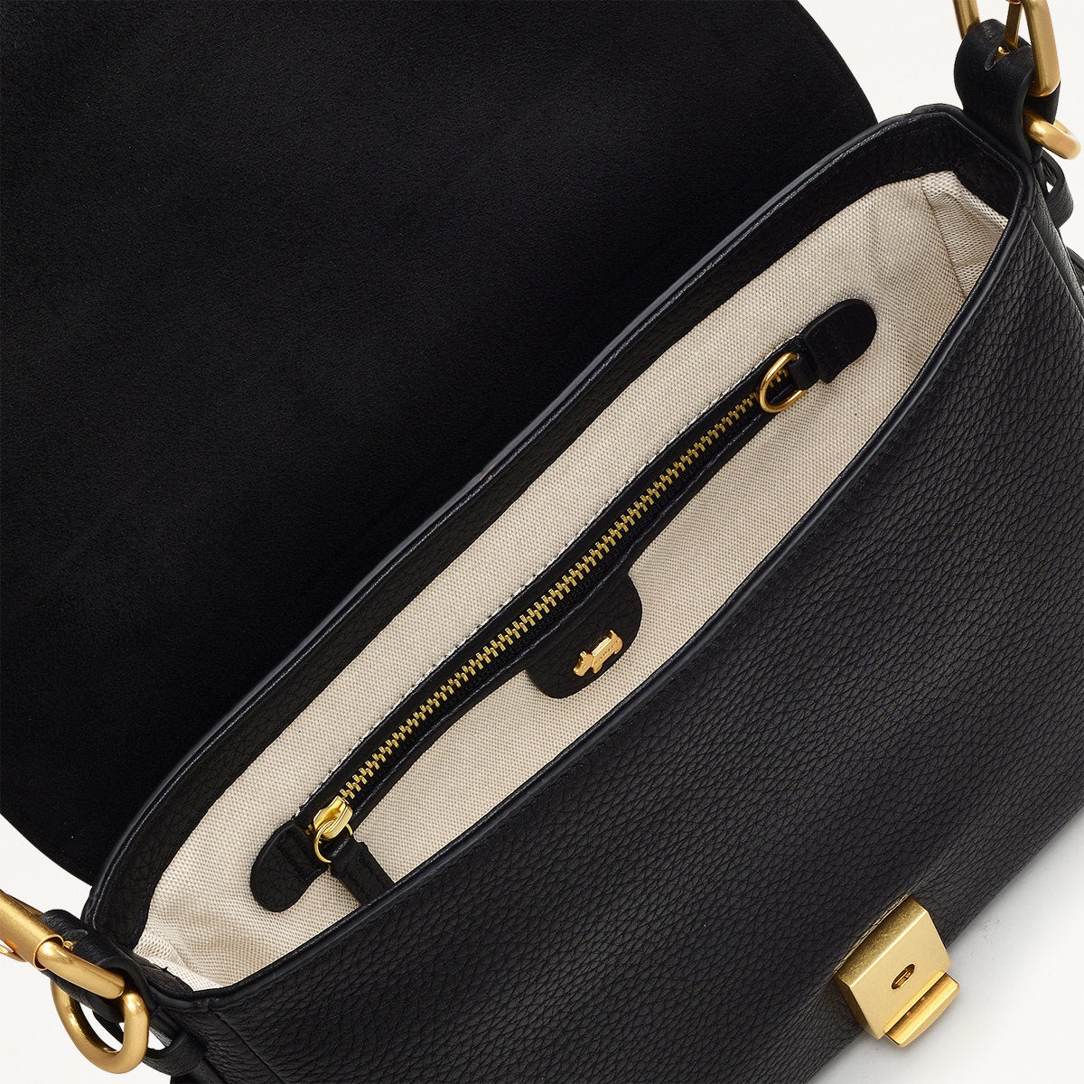 Grafton Street Leather Small Flapover Crossbody Bag in Black - H2004001