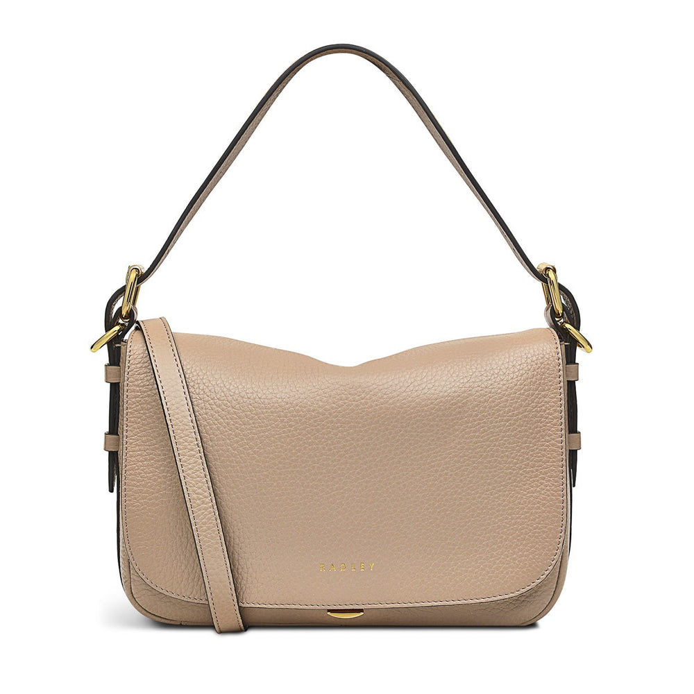 Grafton Street Leather Small Flapover Crossbody Bag in Silt - H2005266