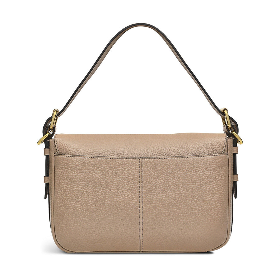Grafton Street Leather Small Flapover Crossbody Bag in Silt - H2005266