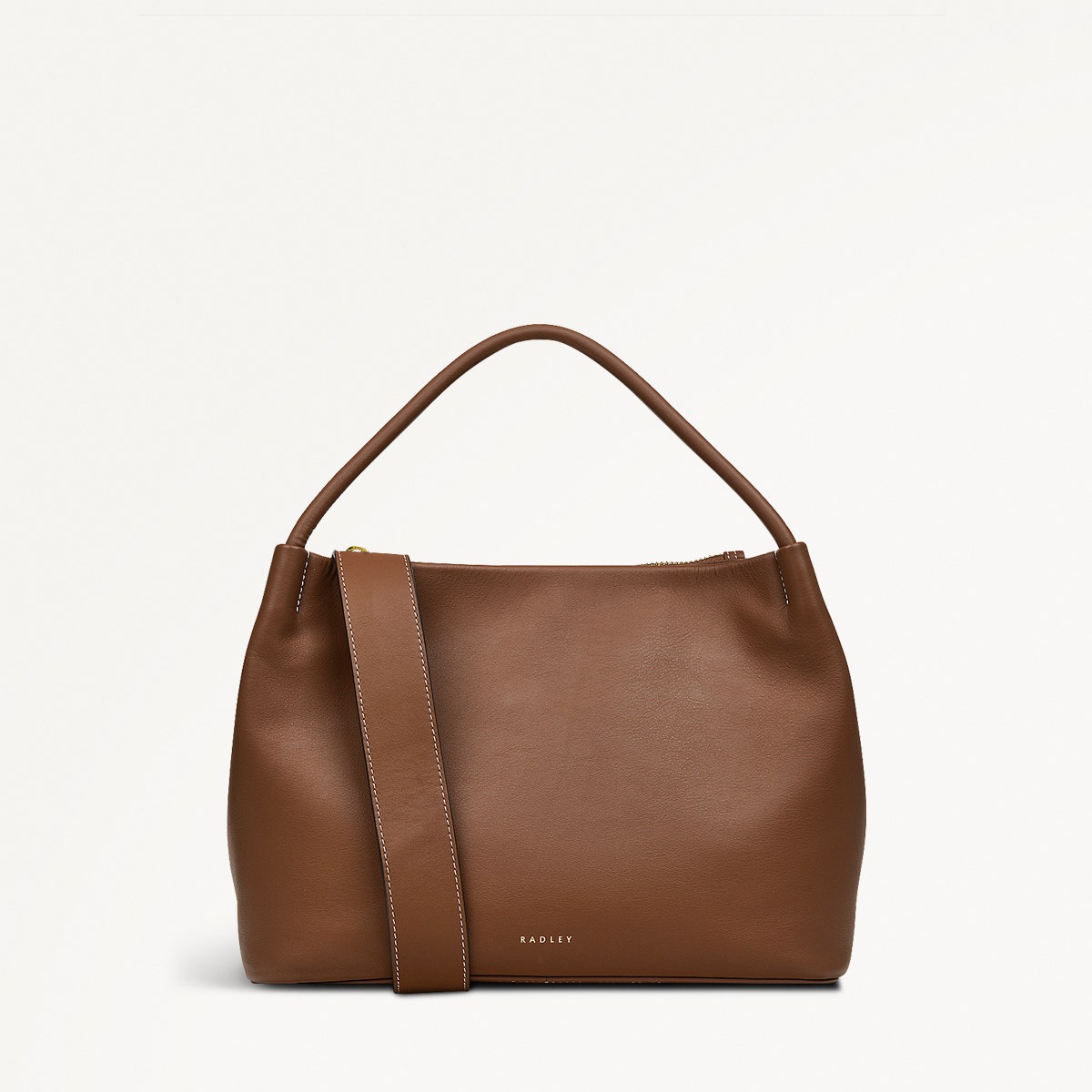 Ivydale Road Leather Medium Ziptop Grab Bag in Saddle - H2006211