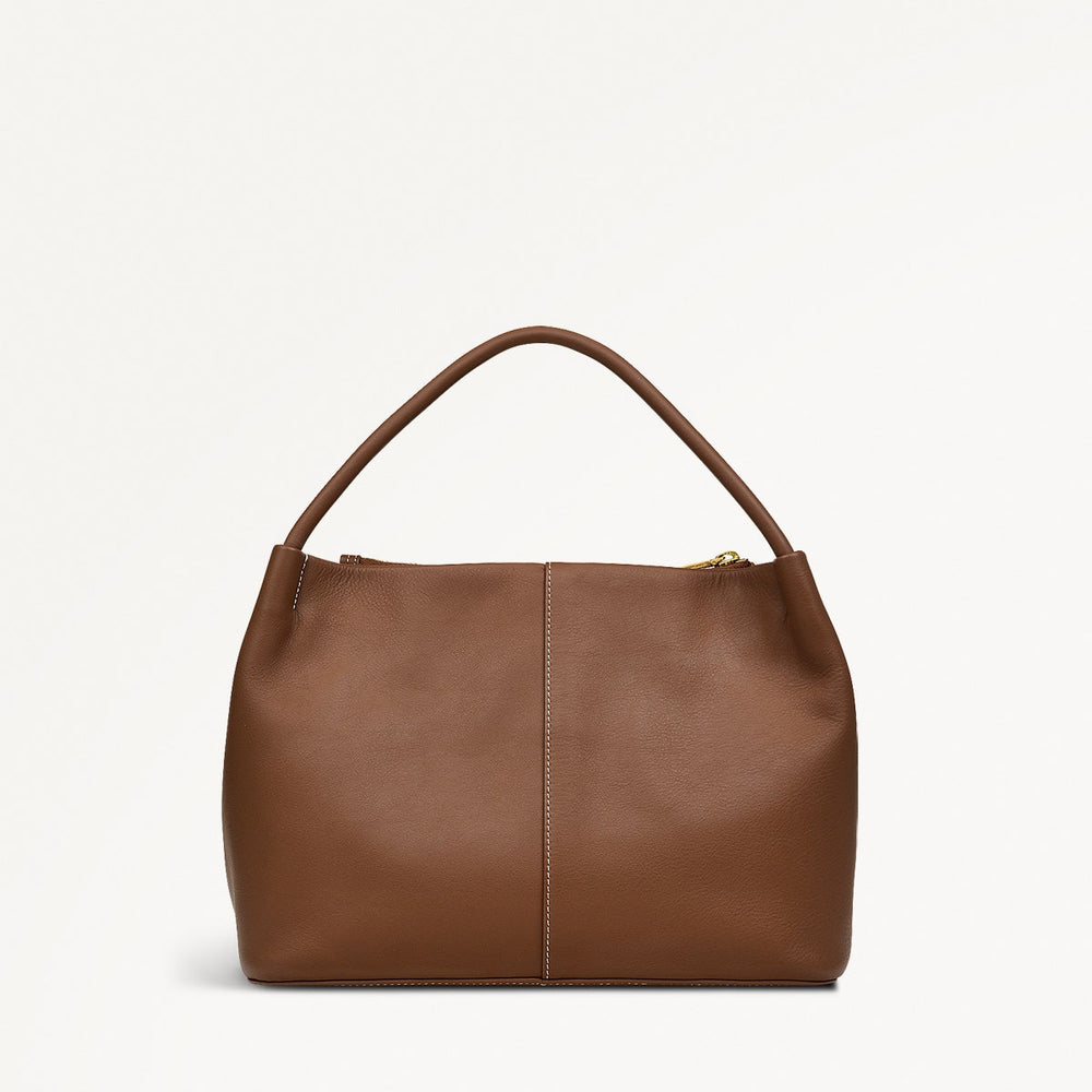 Ivydale Road Leather Medium Ziptop Satchel Bag in Saddle - H2006211