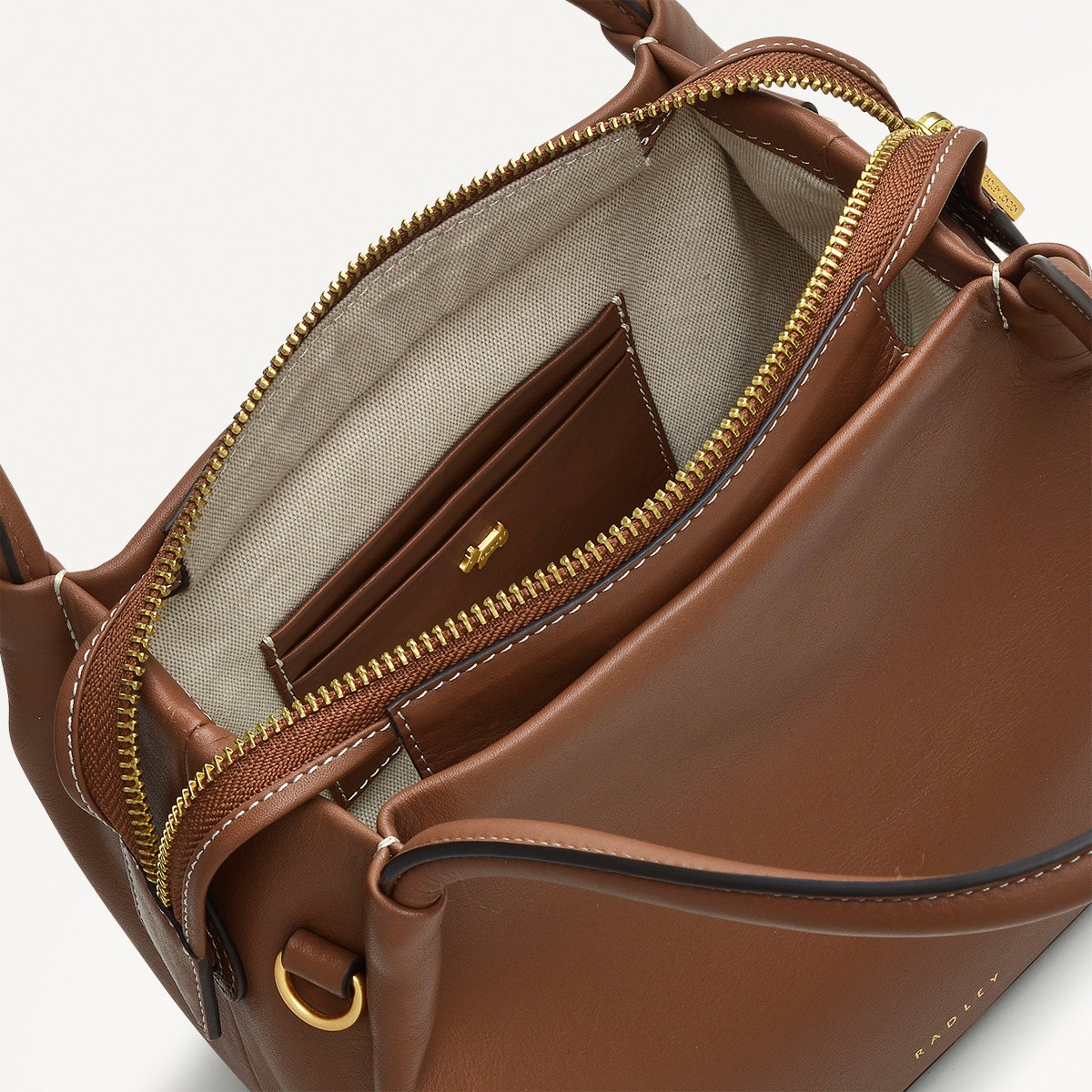 Ivydale Road Leather Small Ziptop Crossbody Bag in Saddle - H2008211