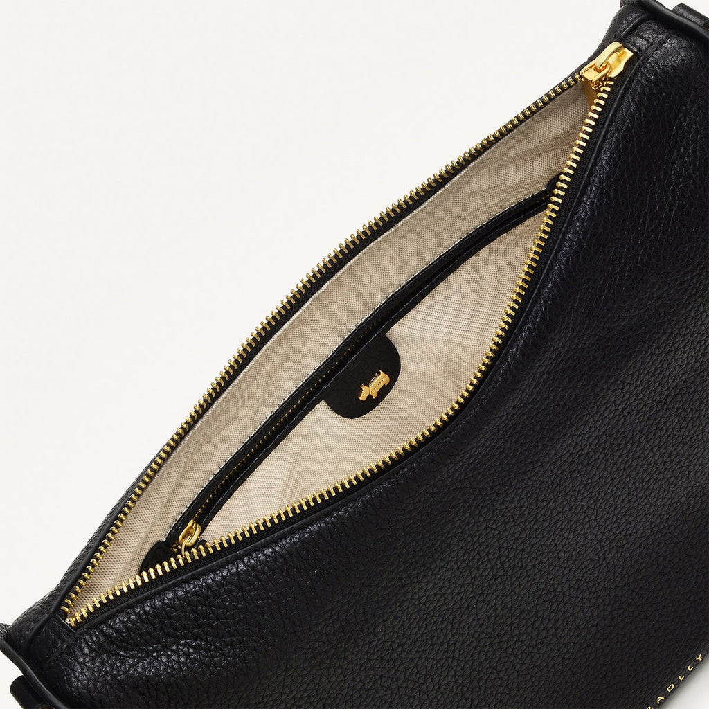 Oak Street Leather Medium Ziptop Crossbody Bag in Black - H2015001