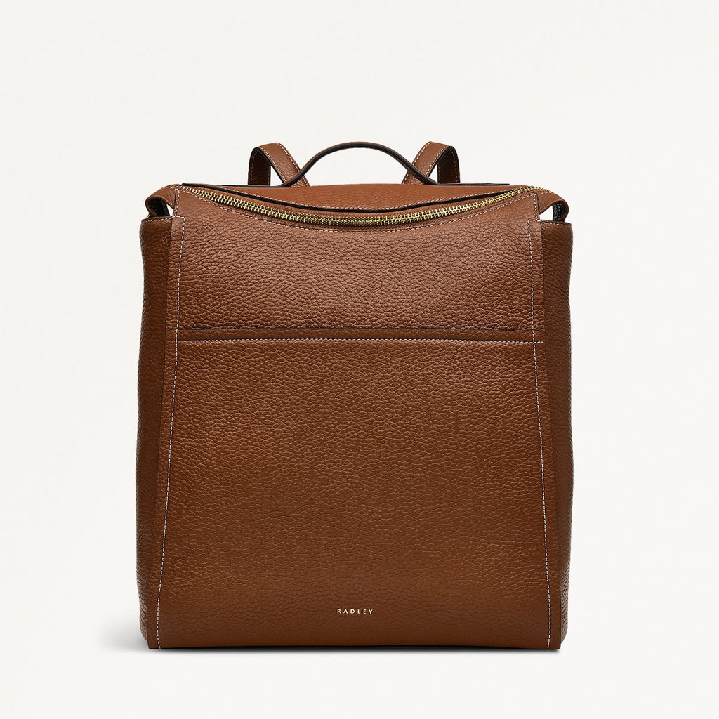 Oak Street Leather Medium Ziptop Backpack in Saddle - H2016211