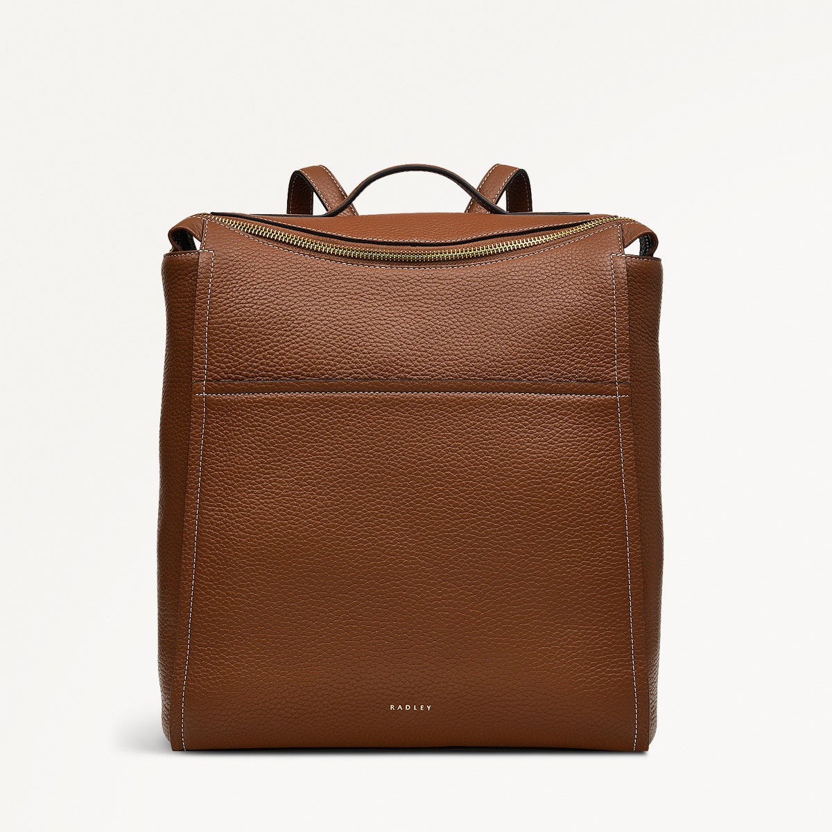Oak Street Leather Medium Ziptop Backpack in Saddle - H2016211