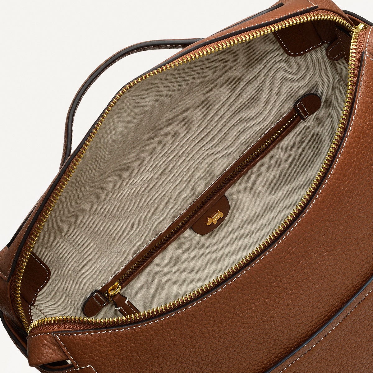 Oak Street Leather Medium Ziptop Backpack in Saddle - H2016211