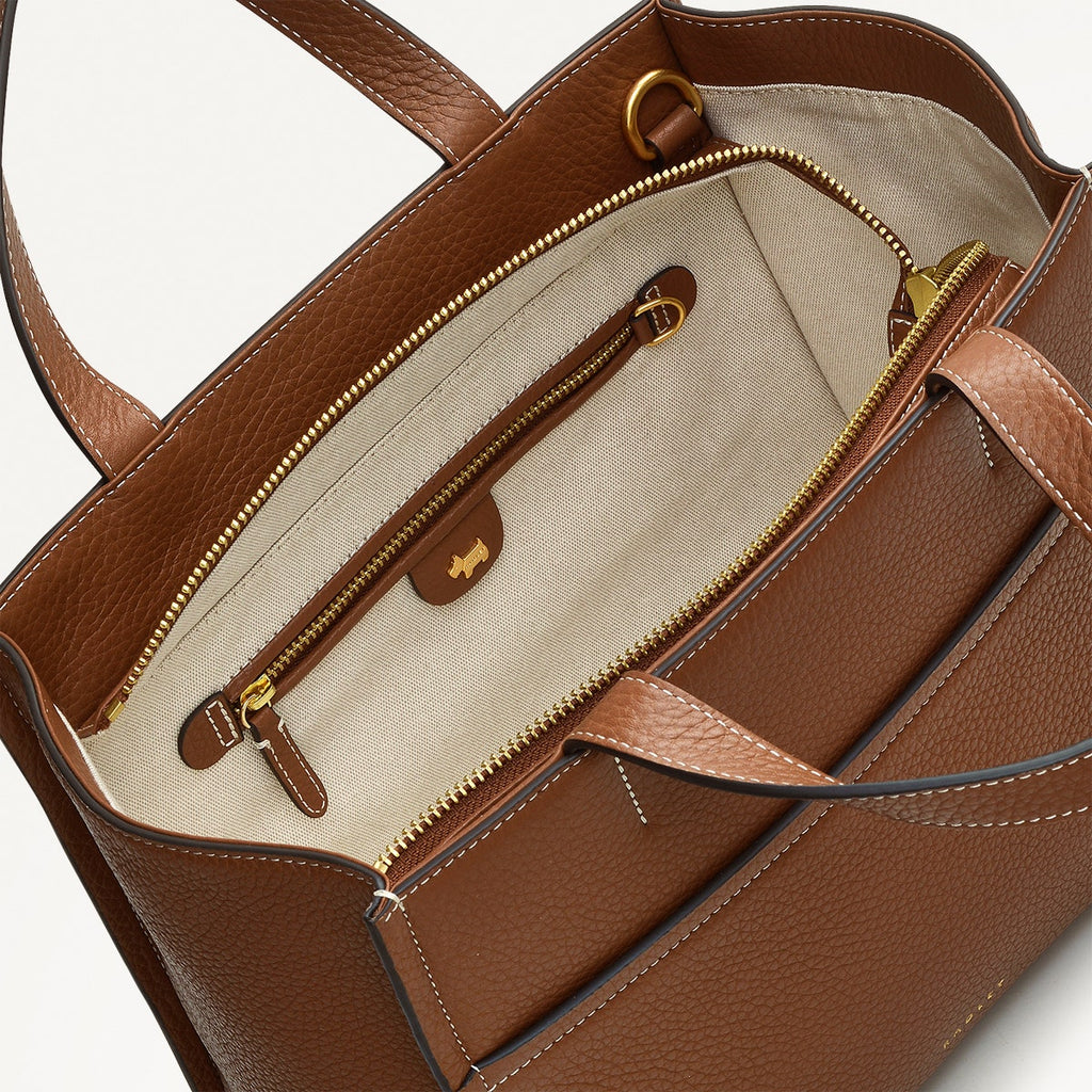 Oak Street Leather Medium Ziptop Grab Bag in Saddle - H2018211