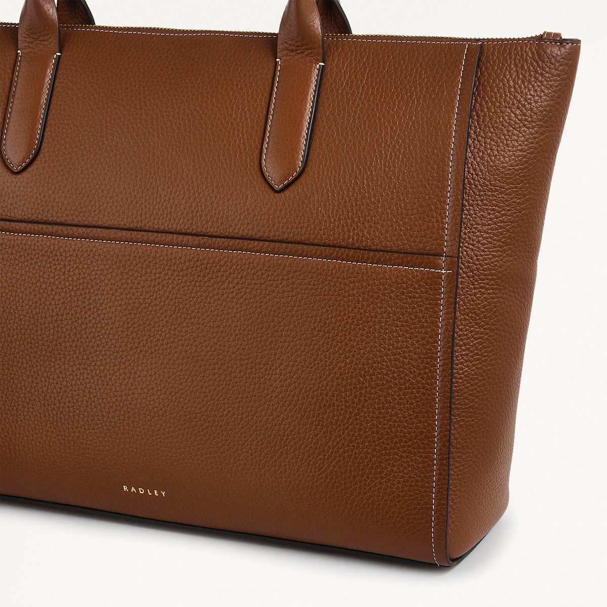 Oak Street Leather Medium Ziptop Tote Bag in Saddle - H2022211