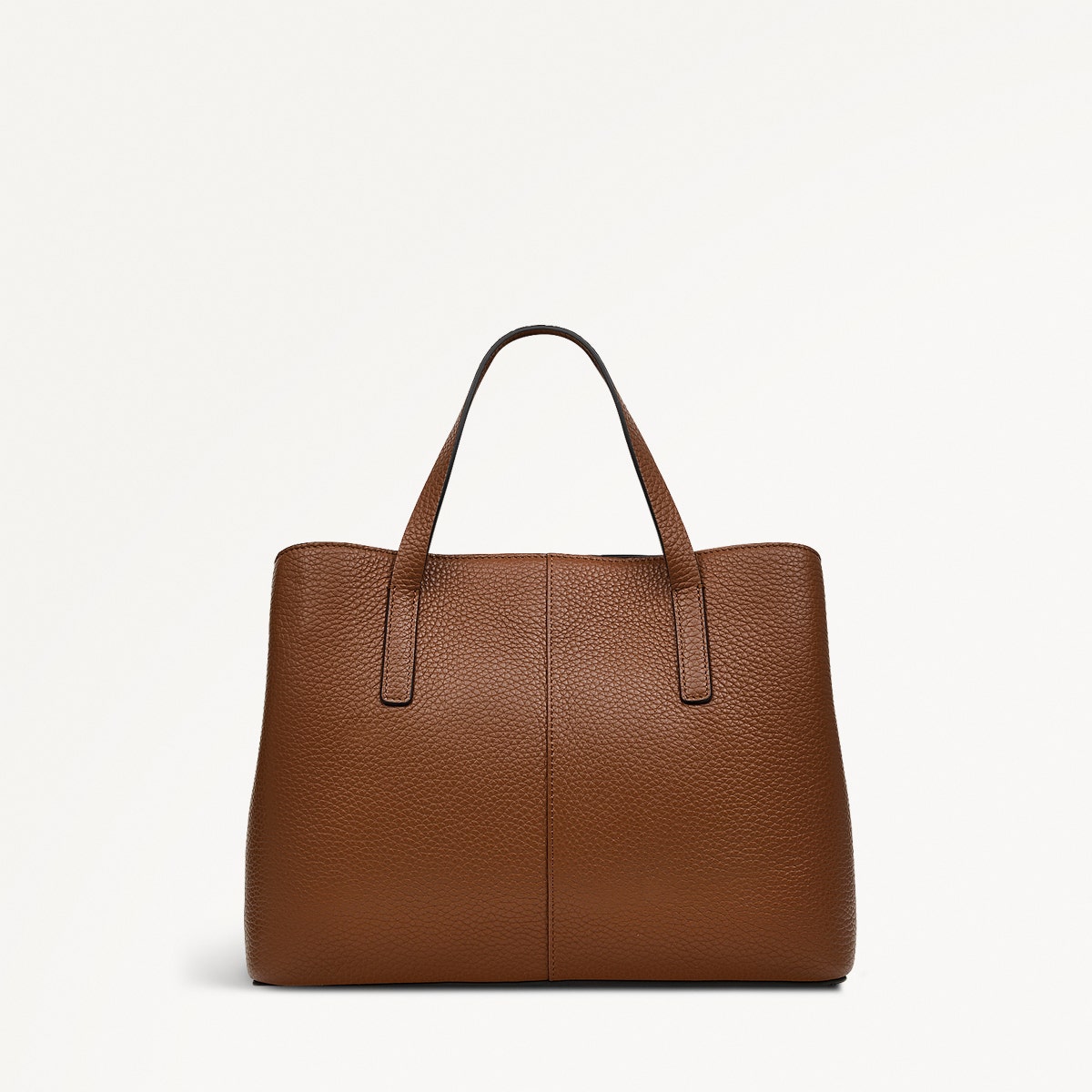 Dukes Place Leather Medium Ziptop Grab Bag in Saddle - H2028211