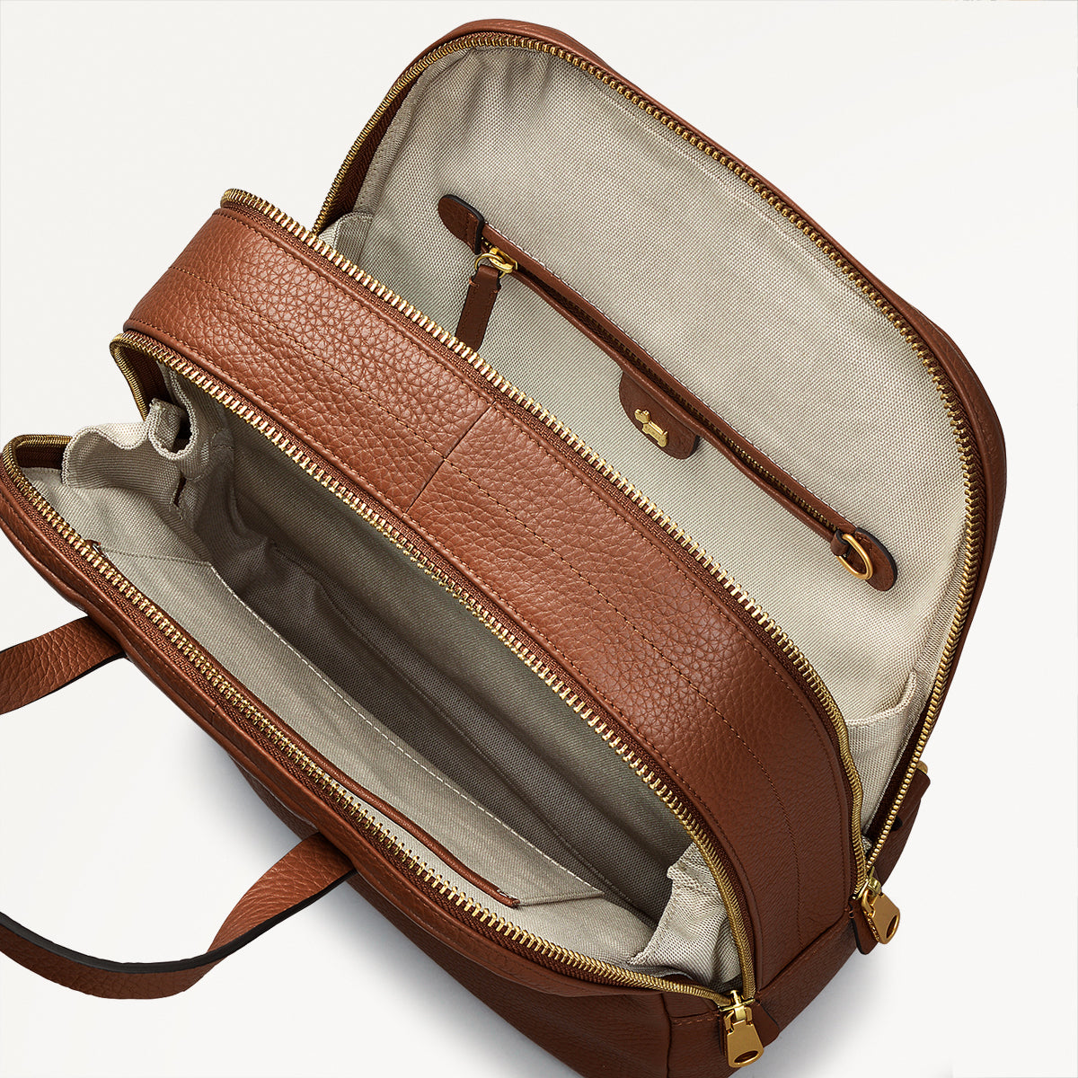 Dukes Place Leather Medium Zip Around Backpack in Saddle - H2029211