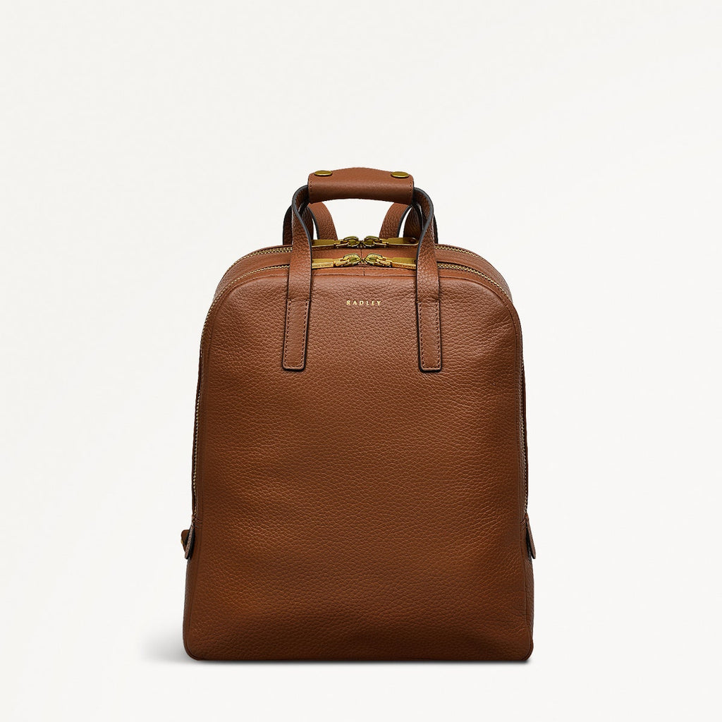 Dukes Place Leather Medium Zip Around Backpack in Saddle - H2029211