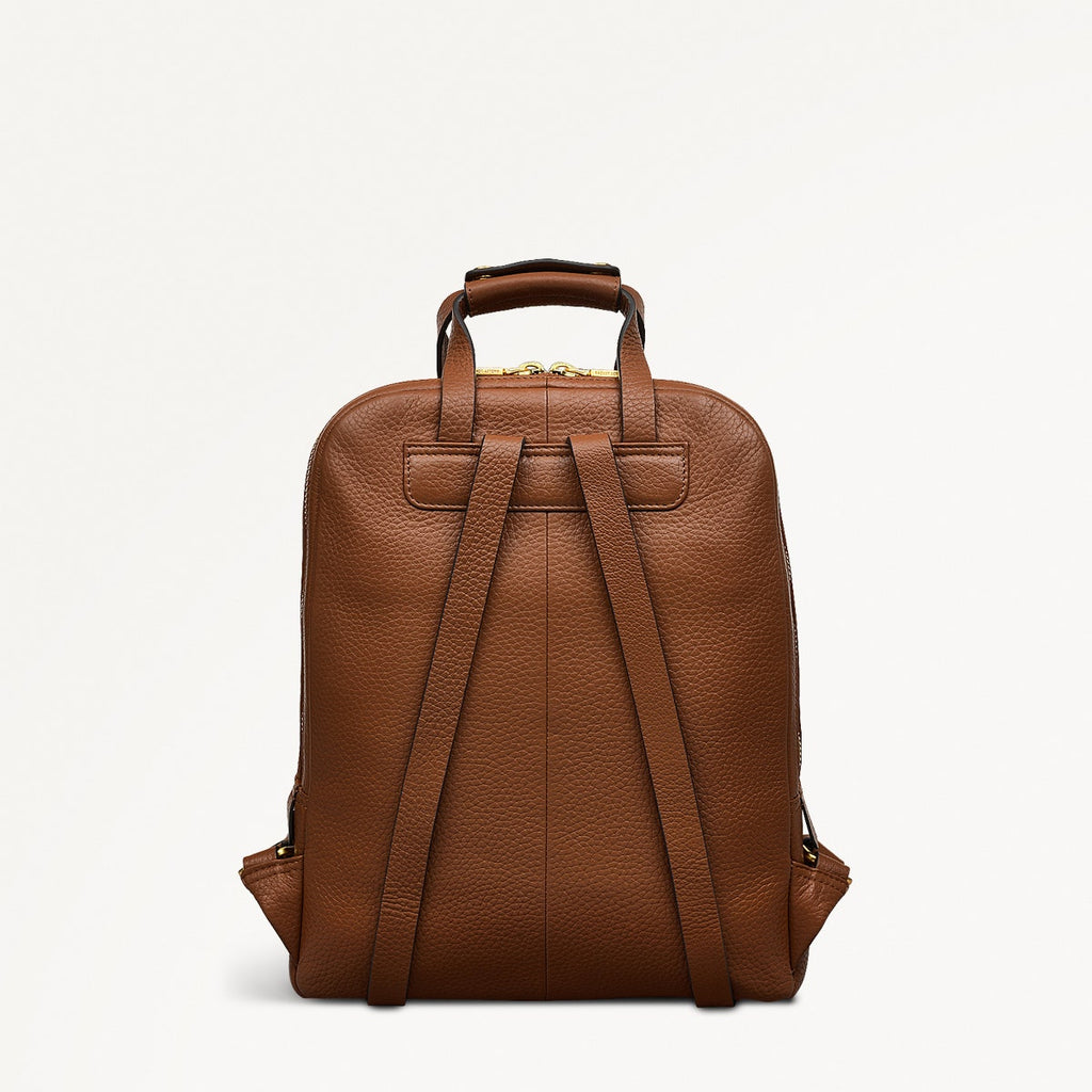Dukes Place Leather Medium Zip Around Backpack in Saddle - H2029211