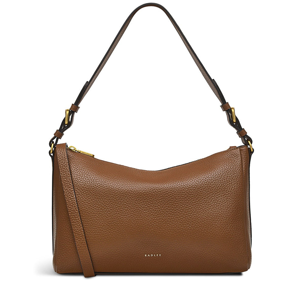 Dukes Place Leather Medium Ziptop Shoulder Bag in Saddle - H2030211