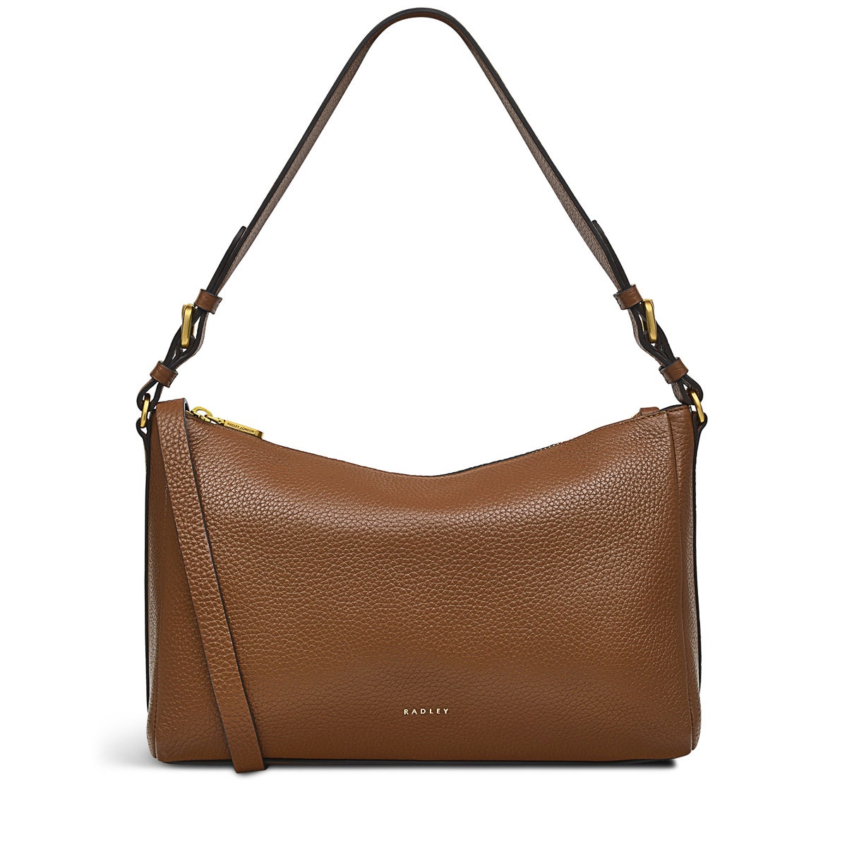 Dukes Place Leather Medium Ziptop Shoulder Bag in Saddle - H2030211