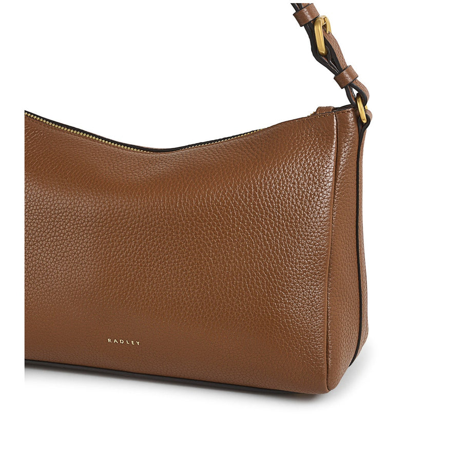 Dukes Place Leather Medium Ziptop Shoulder Bag in Saddle - H2030211