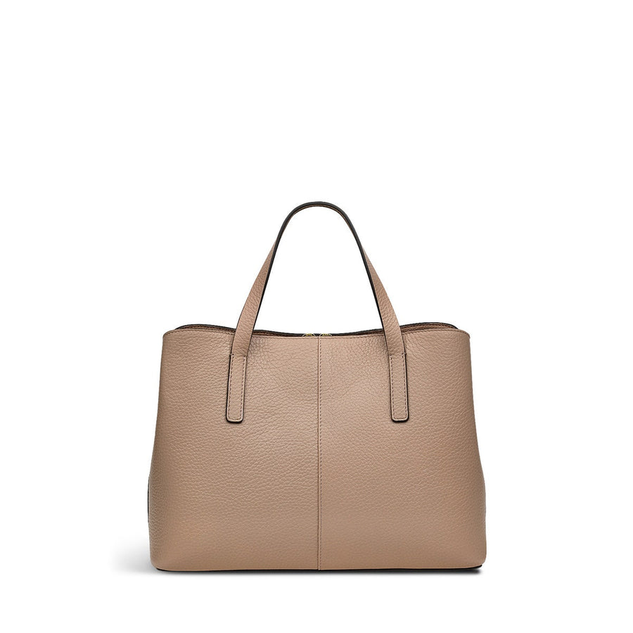 Dukes Place Leather Medium Ziptop Satchel Bag in Silt - H2033266