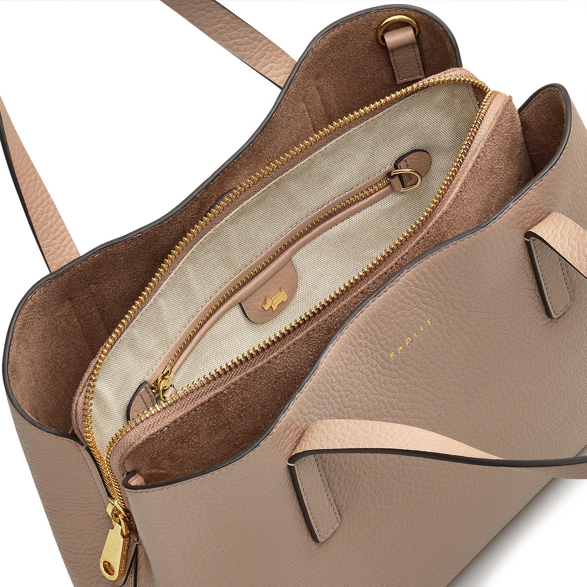 Dukes Place Leather Medium Ziptop Satchel Bag in Silt - H2033266