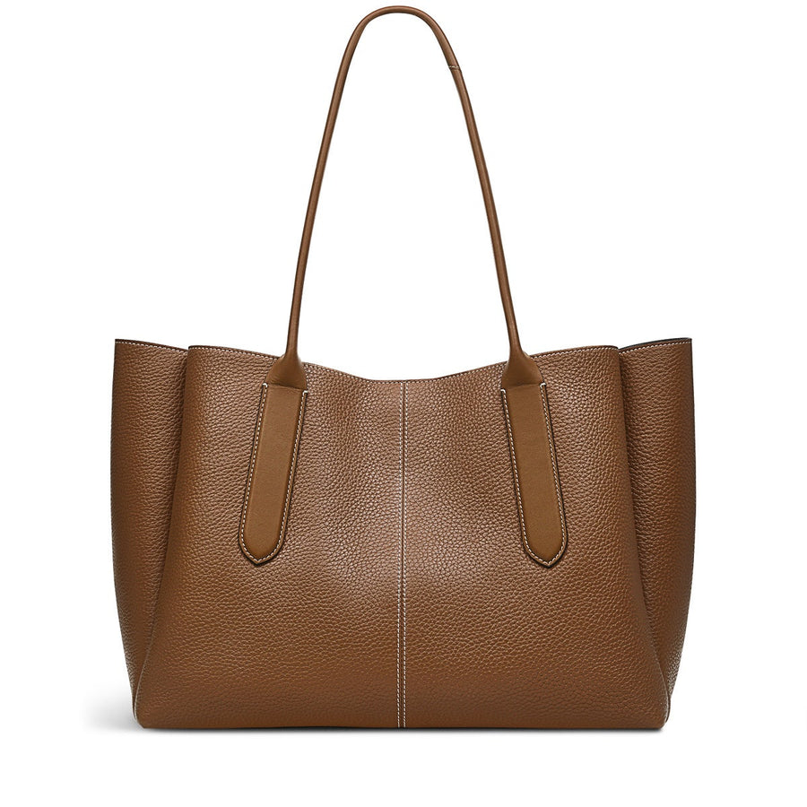 Hillgate Place Leather Large Open Top Tote Bag in Saddle - H2036211