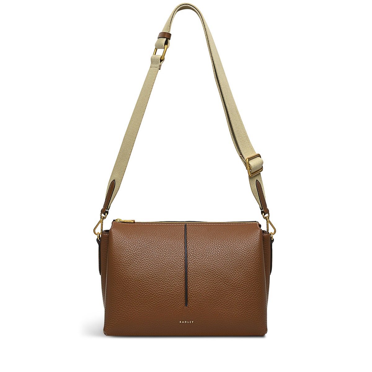 Hillgate Place Leather Medium Ziptop Crossbody Bag in Saddle - H2037211