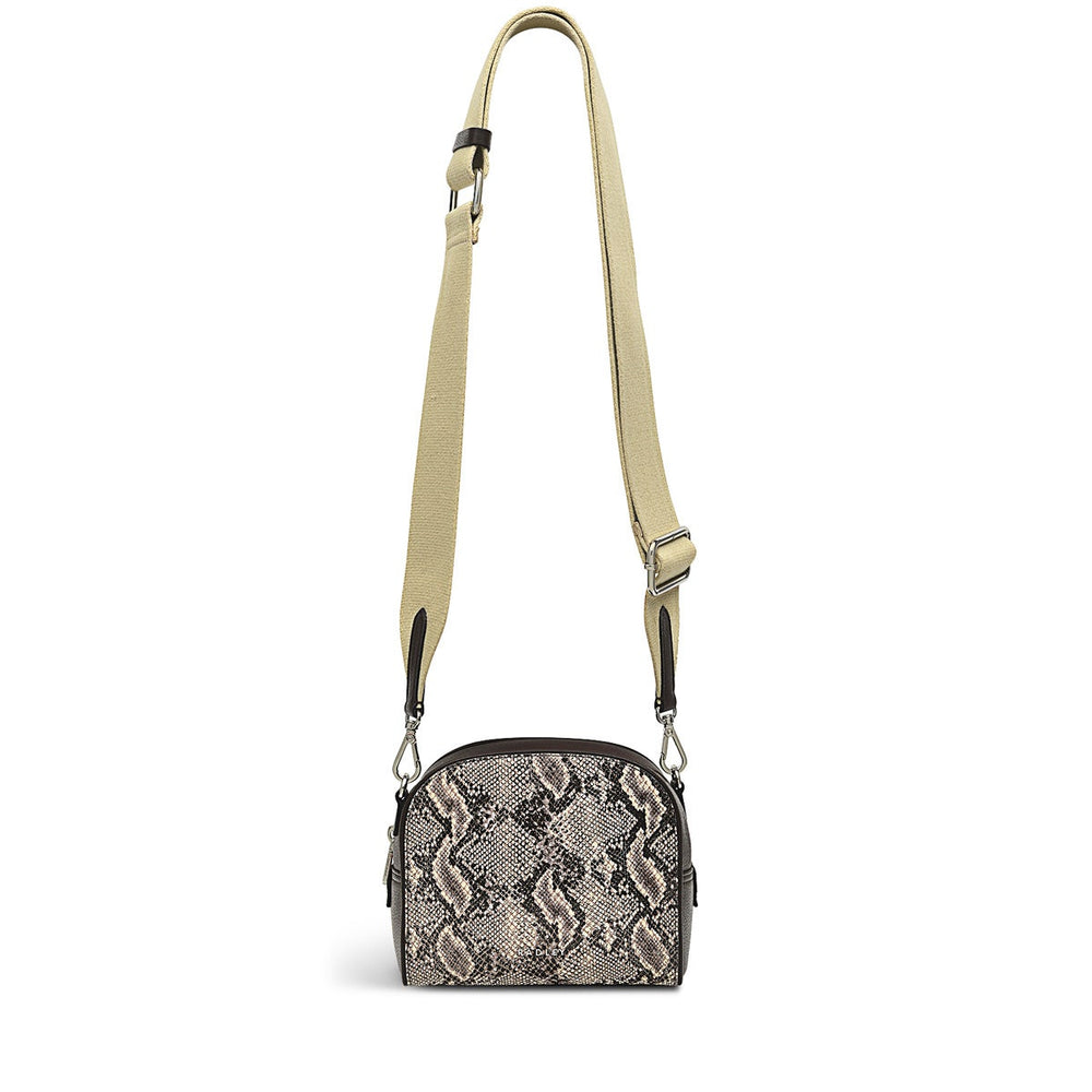 Arden Crescent Leather Small Zip Around Crossbody Bag in Chalk - H2039109