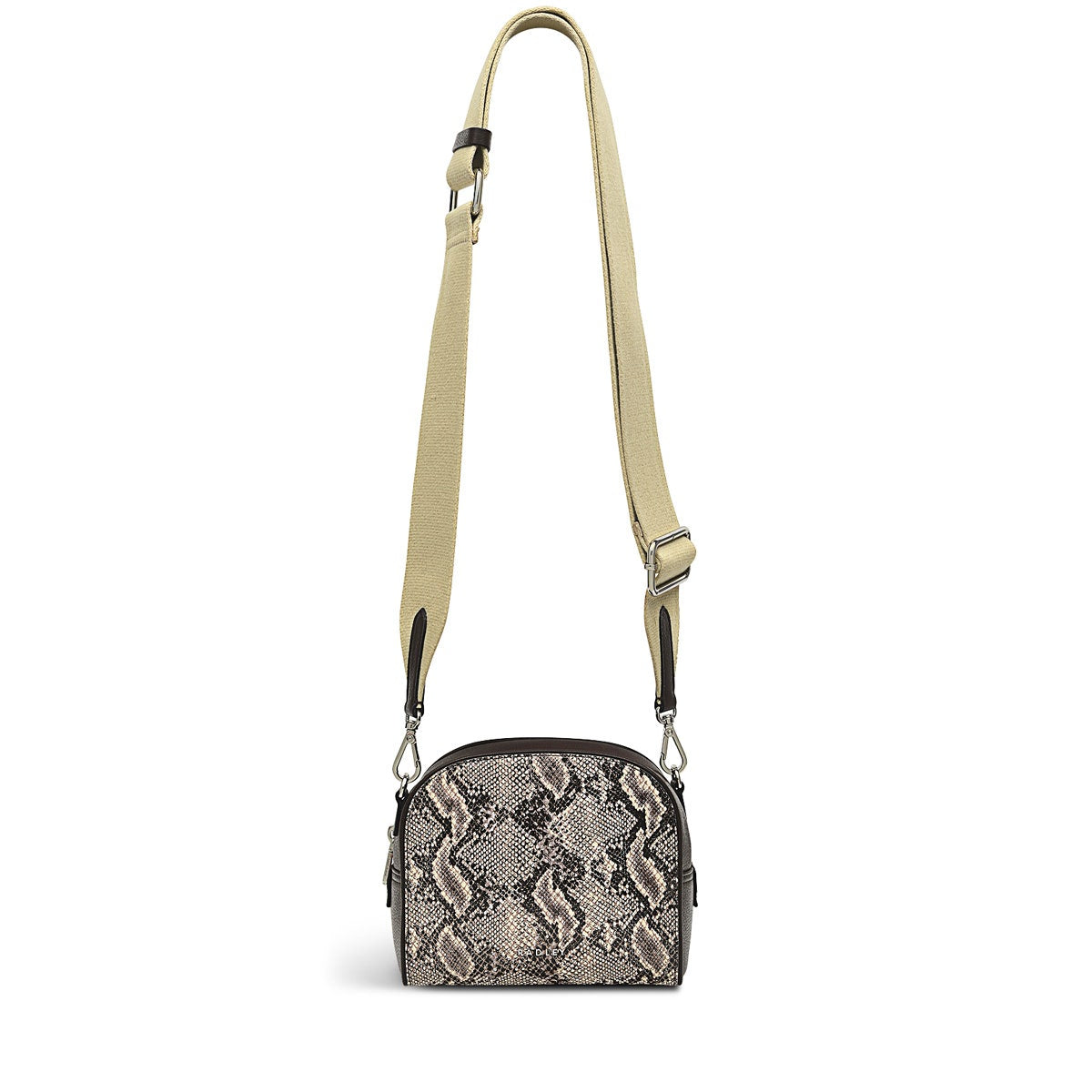 Arden Crescent Leather Small Zip Around Crossbody Bag in Chalk - H2039109