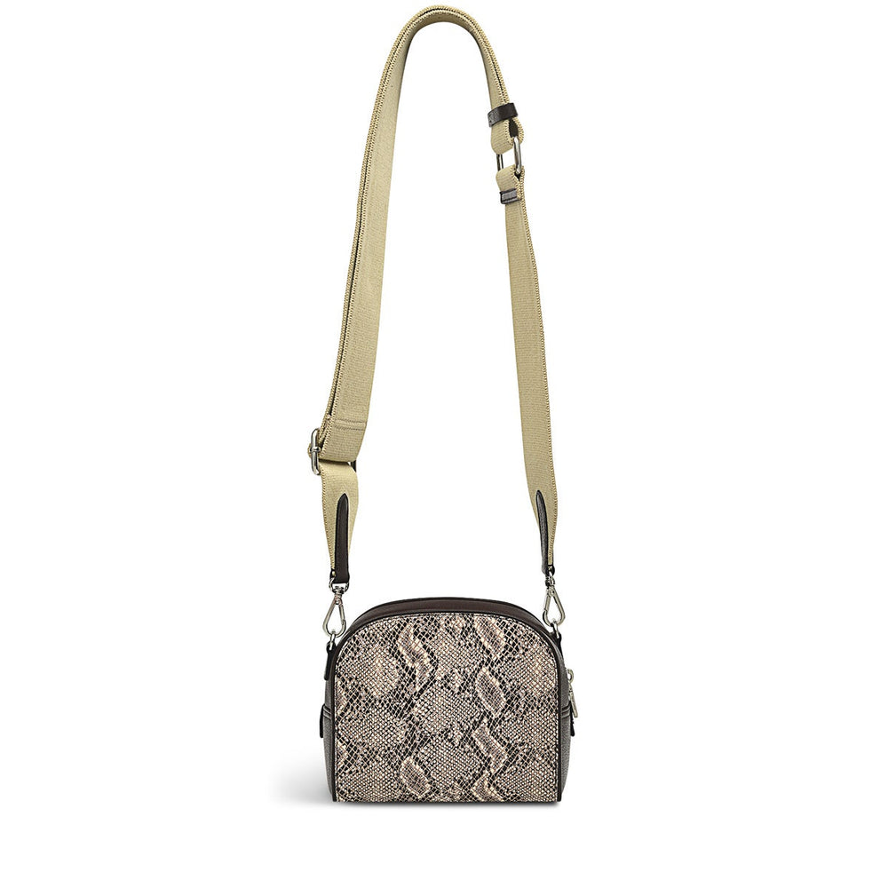 Arden Crescent Leather Small Zip Around Crossbody Bag in Chalk - H2039109