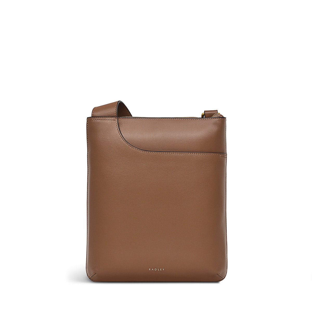 Pockets Leather Medium Ziptop Crossbody Bag in Saddle - H2040211