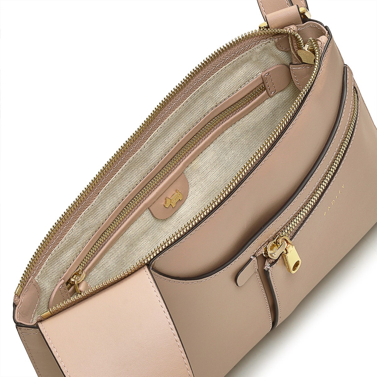 Pockets Leather Small Ziptop Crossbody Bag in Silt - H2042266