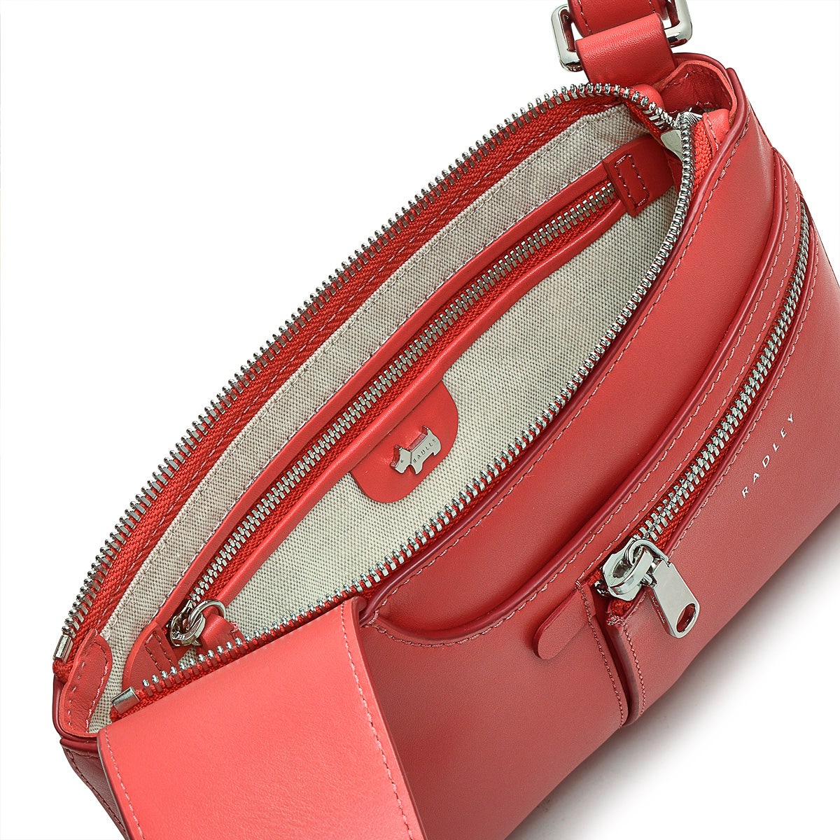 Pockets Leather Mini Ziptop Crossbody Bag in Lava - H2045625