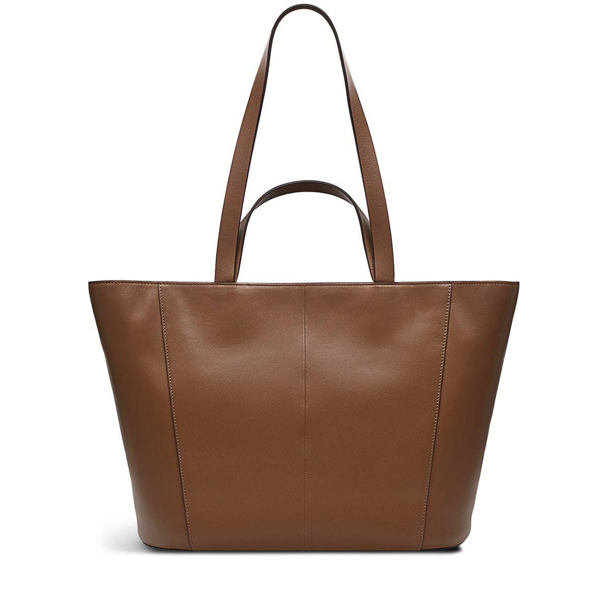 Pockets Leather Large Ziptop Tote Bag in Saddle - H2047211