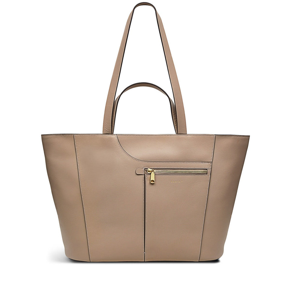 Pockets Leather Large Ziptop Tote Bag in Silt - H2049266
