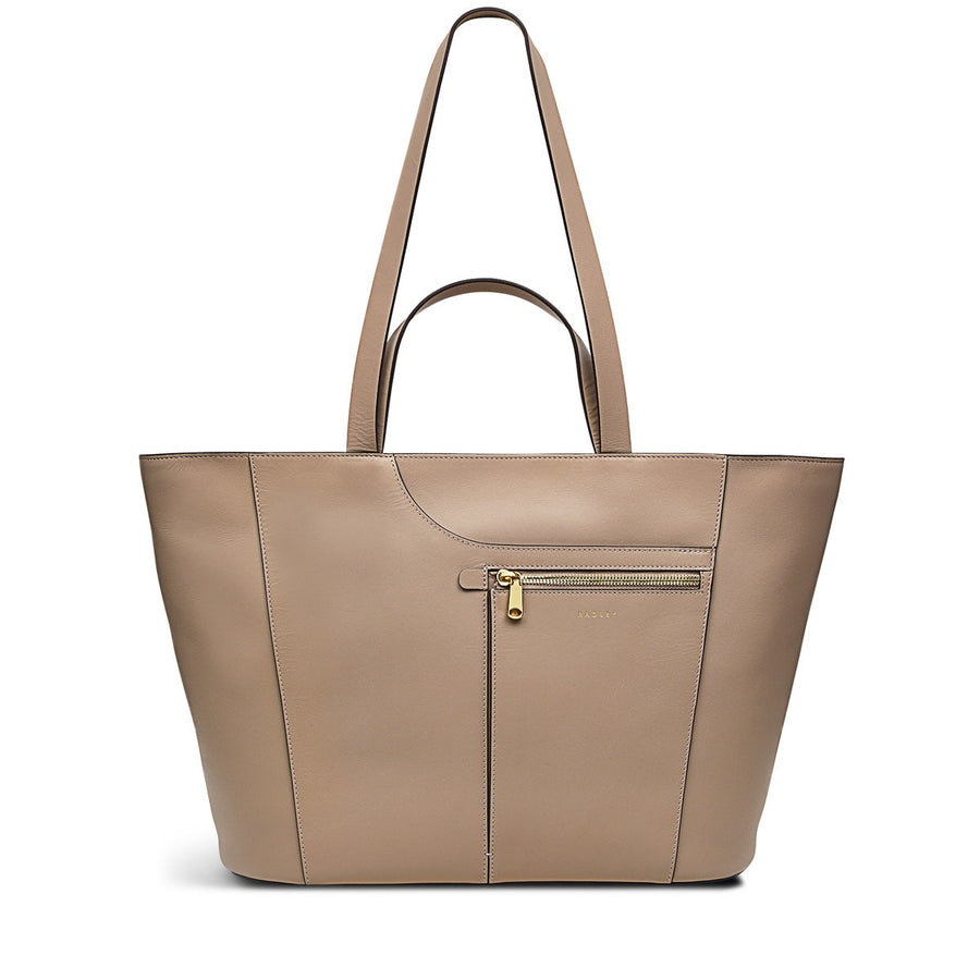 Pockets Leather Large Ziptop Tote Bag in Silt - H2049266