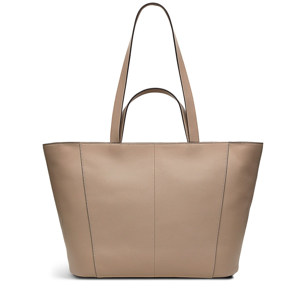 Pockets Leather Large Ziptop Tote Bag in Silt - H2049266