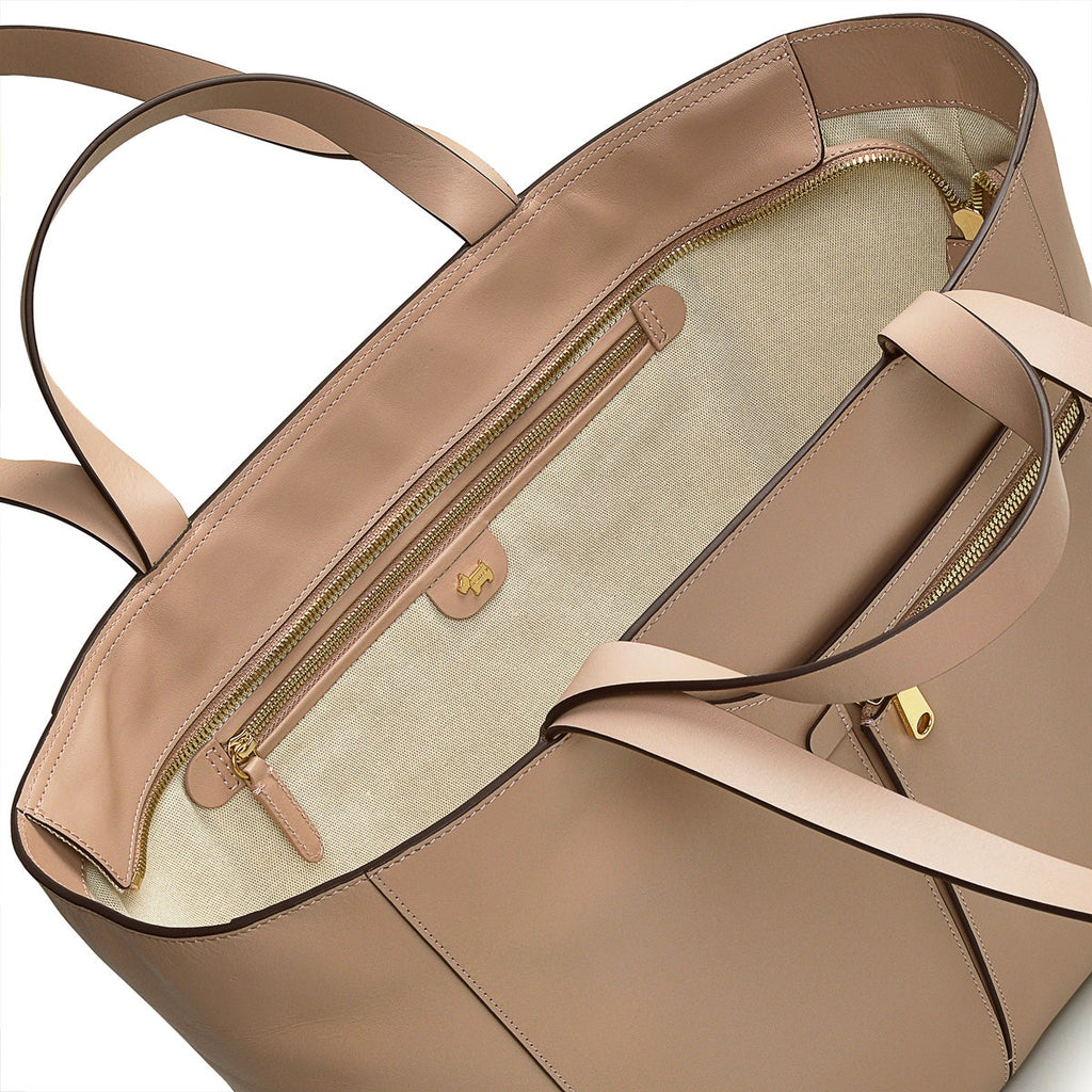 Pockets Leather Large Ziptop Tote Bag in Silt - H2049266