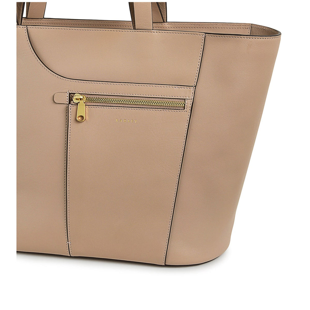 Pockets Leather Large Ziptop Tote Bag in Silt - H2049266