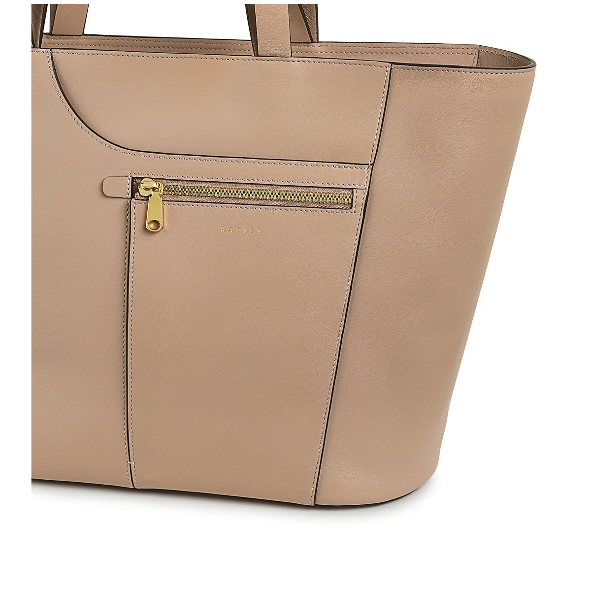 Pockets Leather Large Ziptop Tote Bag in Silt - H2049266