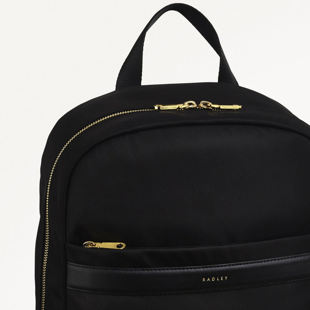 Holland Park Fabric Medium Ziptop Backpack in Black - H2055001