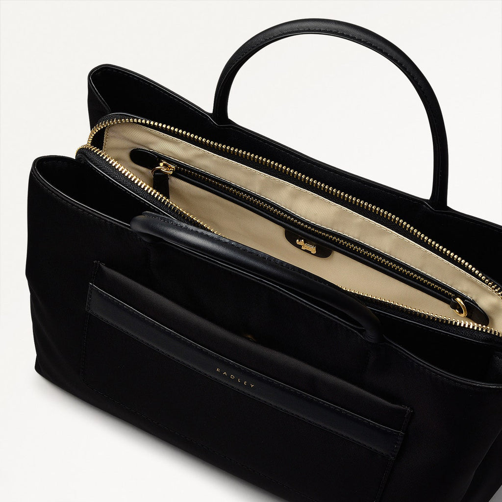Holland Park Fabric Medium Ziptop Grab Bag in Black - H2057001