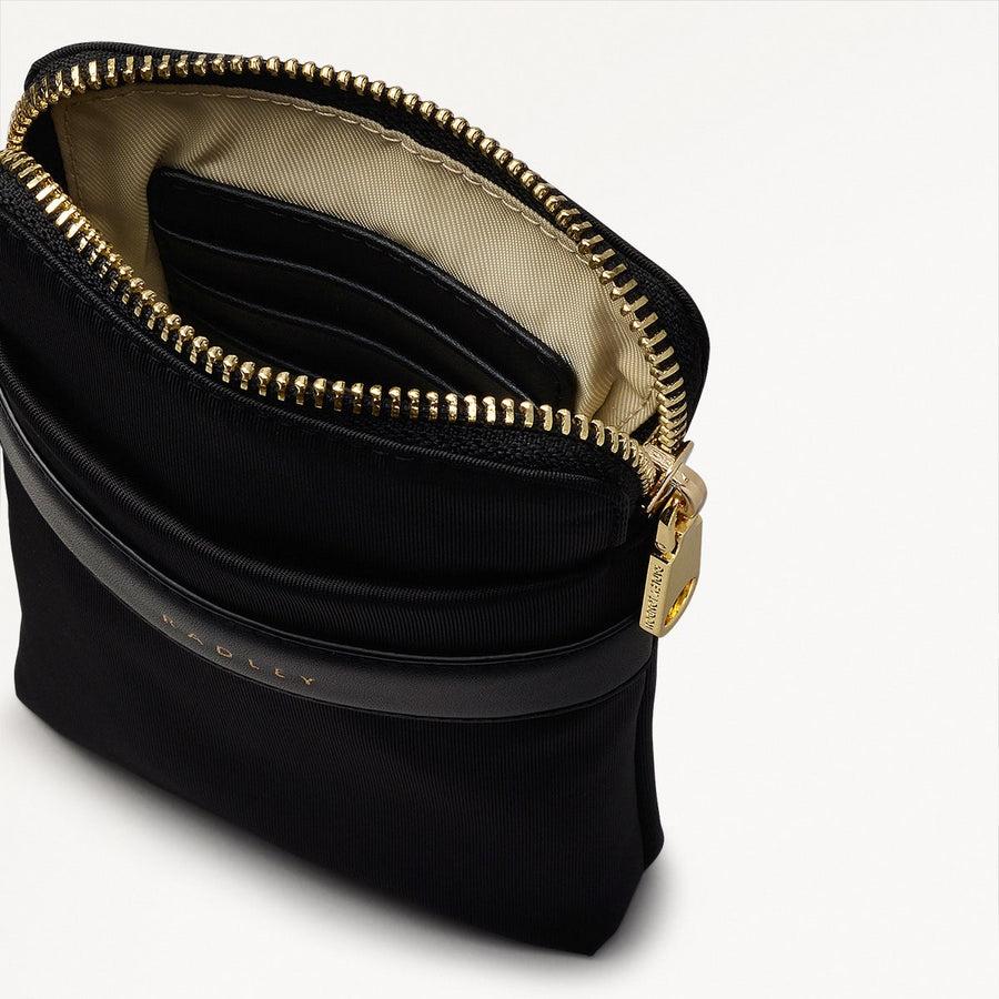 Holland Park Fabric Medium Zip Around Phone Crossbody Bag in Black - H2059001