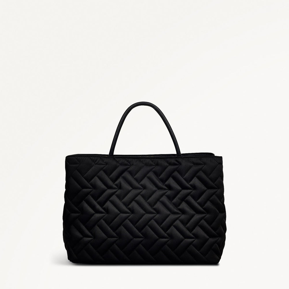 Holland Park Fabric Medium Ziptop Satchel Bag in Black - H2062001
