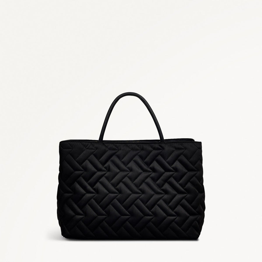 Holland Park Fabric Medium Ziptop Satchel Bag in Black - H2062001