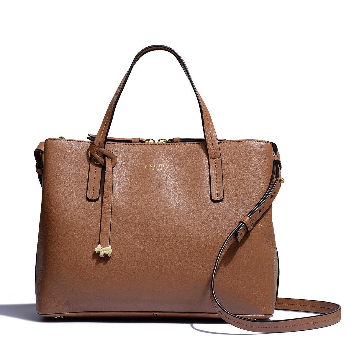 Dukes Place Leather Medium Ziptop Grab Bag in Dark Butter - H2062260